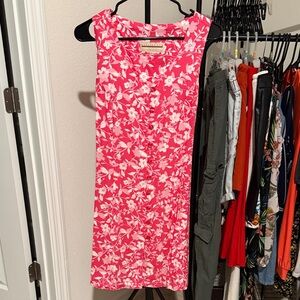 Sleeveless Pink Floral Shift Dress